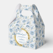 Stijlvolle Bohemian Dusty Blue Gold Wedding Bedank Bedankdoosjes (Voorkant Zijde)