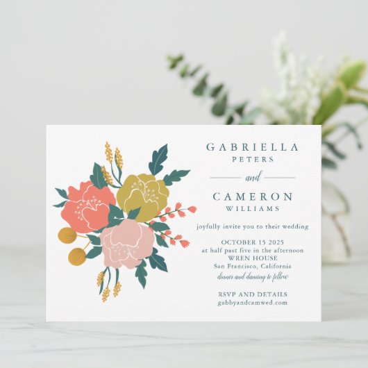 Stijlvolle Boho Aardse Groene Bloemige Eenvoudige Kaart (Staand voorkant)