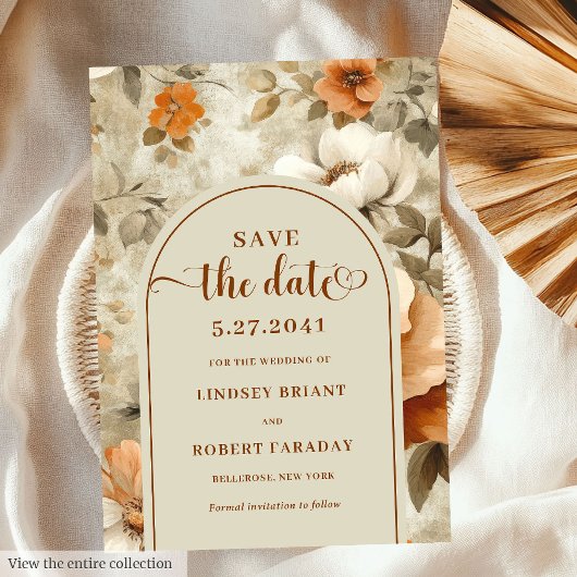 Stijlvolle Boho Aardse Ivoor Olijf Save The Date Kaart
