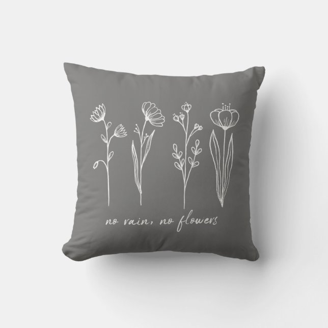 Stijlvolle Boho Bloem Inspirerende Quote Lichtgrij Kussen (Voorkant)