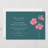 Stijlvolle Boho Bloemen Roze Blauwgroen Bloemen Ba Kaart (Voorkant)