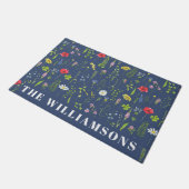 Stijlvolle Boho Blue Wildbloemen Floral Deurmat (Schuin)