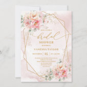 Stijlvolle Boho Blush Pink Roses Gold Vrijgezellen Kaart (Voorkant)
