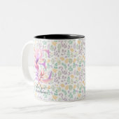 Stijlvolle Boho Chic Floral Monogram Mok - E (Voorkant links)
