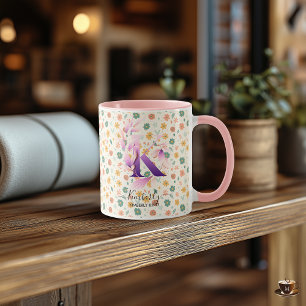 Stijlvolle Boho Chic Floral Monogram Mok - K