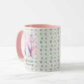 Stijlvolle Boho Chic Floral Monogram Mok - N (Voorkant links)