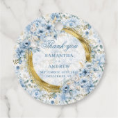 Stijlvolle Boho Dusty Blue Gold Wedding Favoriet L Bedankjes Labels (Achterkant)