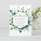 Stijlvolle Boho Eucalyptus digitale bruiloft Save The Date (Staand voorkant)