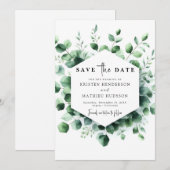Stijlvolle Boho Eucalyptus digitale bruiloft Save The Date (Voorkant / Achterkant)