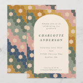 Stijlvolle Boho Geometric Blue Green Graduparty Kaart (Voorkant / Achterkant)