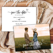 Stijlvolle Boho Heart Script One Photo Wedding Save The Date