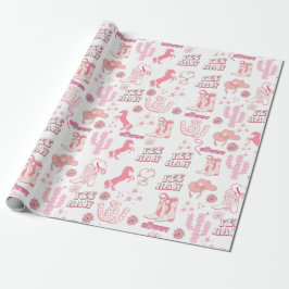 stijlvolle boho leuke roze cowgirl western patroon cadeaupapier