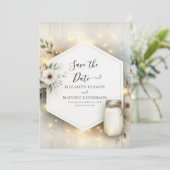 Stijlvolle Boho Mason Jar bruiloft Save The Date (Staand voorkant)