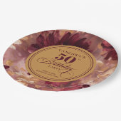 Stijlvolle Boho Merlot Blush Gold 50e verjaardag Papieren Bordje (Gekanteld)