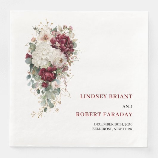 Stijlvolle Boho Merlot Blush Salie Gouden Rozen Br Servet (Voorkant)