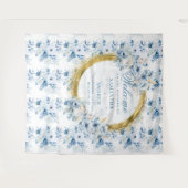 Stijlvolle Boho Pastel Blauw Goud bruiloft Foto Pr Wandkleed (Voorkant (horizontaal))