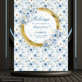 Stijlvolle Boho Pastel Blauw Goud Huwelijk Achterg Wandkleed