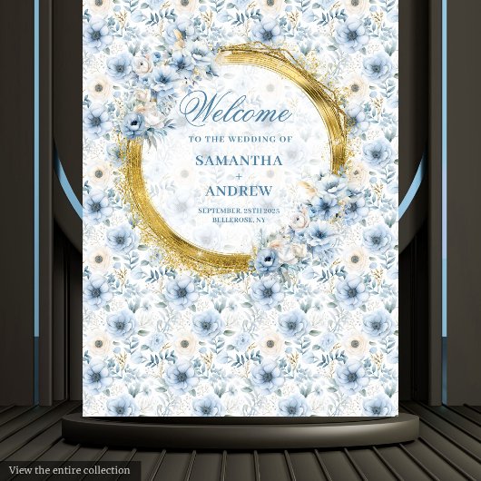 Stijlvolle Boho Pastel Blauw Goud Huwelijk Achterg Wandkleed