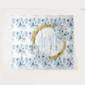 Stijlvolle Boho Pastel Blauwe Gouden Huwelijksfoto Wandkleed (Voorkant (horizontaal))