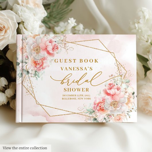 Stijlvolle Boho Pastel Roze Gouden Lijst Bruidsmei Gastenboek