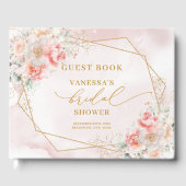 Stijlvolle Boho Pastel Roze Gouden Lijst Bruidsmei Gastenboek (Voorkant)