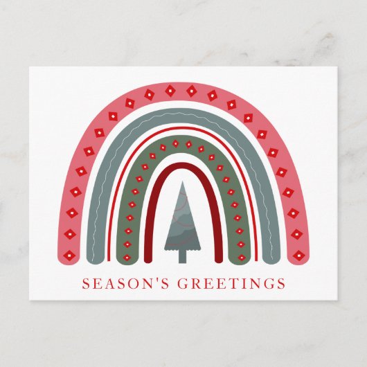 Stijlvolle Boho Regenboog Seizoen Groeten Kerstmis Feestdagenkaart (Voorkant)