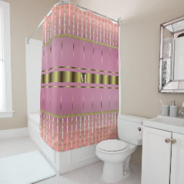 Stijlvolle Boho roze en goud geometrisch Douchegordijn