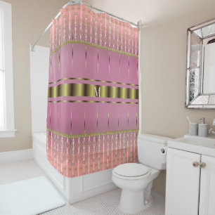 Stijlvolle Boho roze en goud geometrisch Douchegordijn