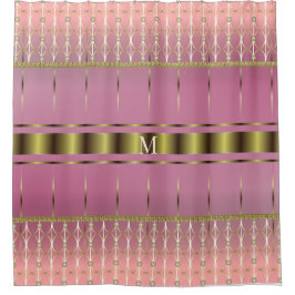 Stijlvolle Boho roze en goud geometrisch Douchegordijn