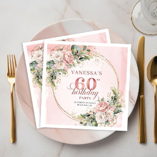 Stijlvolle Boho Roze Goud Eucalyptus 60e Verjaarda Servet