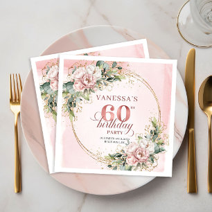 Stijlvolle Boho Roze Roze Bloemige Gouden 60e Verj Servet