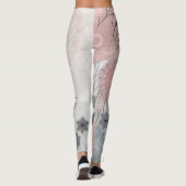Stijlvolle Boho Roze, Witte en Zwarte Leggings (Achterkant)