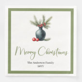 Stijlvolle Boho Rustic Kerstboeket Diner Servet (Voorkant)