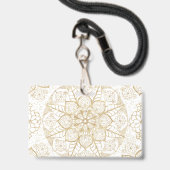Stijlvolle Boho White Gold Mandala Floral Badge (Voorzijde met lanyard)