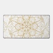 Stijlvolle Boho White Gold Mandala Floral Bureaumat (Voorkant)
