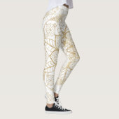 Stijlvolle Boho White Gold Mandala Floral Leggings (Rechts)