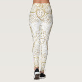 Stijlvolle Boho White Gold Mandala Floral Leggings (Achterkant)