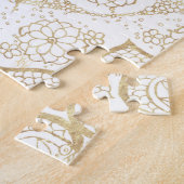 Stijlvolle Boho White Gold Mandala Floral Legpuzzel (Zijkant)