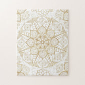 Stijlvolle Boho White Gold Mandala Floral Legpuzzel (Verticaal)