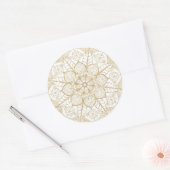 Stijlvolle Boho Witte Gouden Mandala Bloem Ronde Sticker (Envelop)