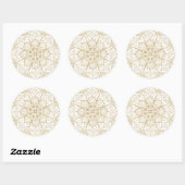 Stijlvolle Boho Witte Gouden Mandala Bloem Ronde Sticker (Vel)