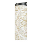 Stijlvolle Boho Witte Gouden Mandala Bloem Thermosbeker (Gedraaid links)