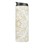 Stijlvolle Boho Witte Gouden Mandala Bloem Thermosbeker (Geroteerd rechts)