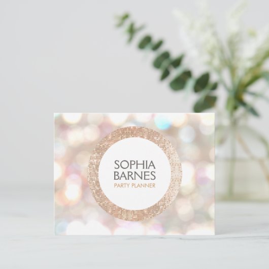 Stijlvolle Bokeh en Roos Gold Sequin Event Planner Briefkaart (Staand voorkant)