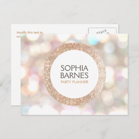 Stijlvolle Bokeh en Roos Gold Sequin Event Planner Briefkaart (Voorkant / Achterkant)