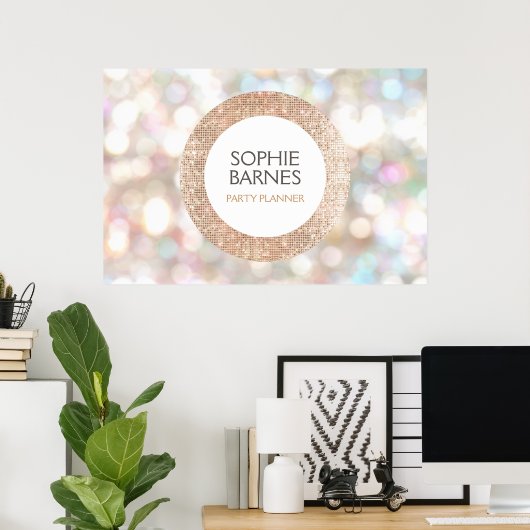 Stijlvolle Bokeh en Roos Gold Sequin Event Planner Poster (Thuiskantoor)