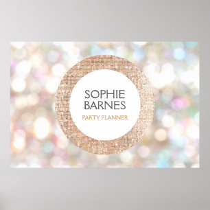 Stijlvolle Bokeh en Roos Gold Sequin Event Planner Poster