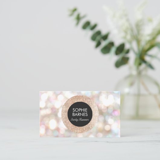 Stijlvolle Bokeh en Roos Gold sequin Event Planner Visitekaartje (Staand voorkant)