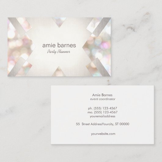 Stijlvolle Bokeh Modern en Elegant Event Planner Visitekaartje (Voorkant / Achterkant)