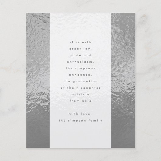 Stijlvolle Bold Silver Grey Folie AFSTUDEERDER Fot (Achterkant)